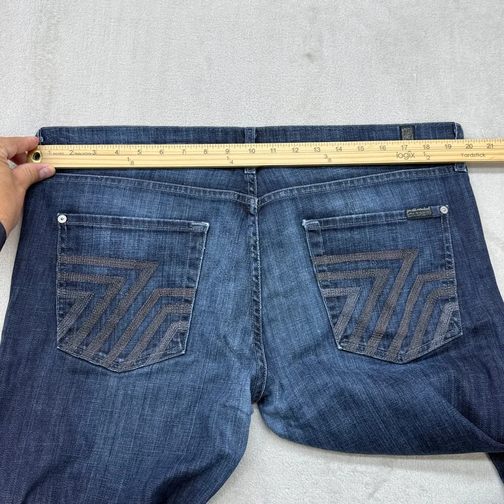 7 For All Mankind Standard Fit Jeans Mens 38 Blue Straight Leg Button Fly Preppy - Picture 9 of 12